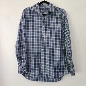 Vineyard Vines Slim Fit Tucker Shirt blue plaid long sleeve‎ mens size M